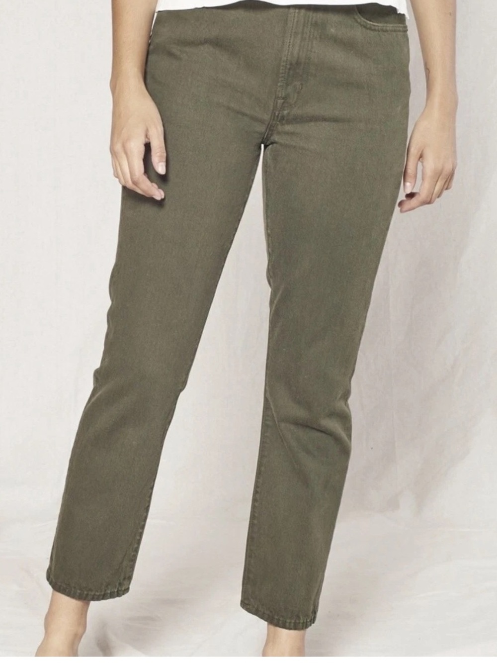 Outerknown Women’s Straight-Leg SEA Jeans in Olive Green